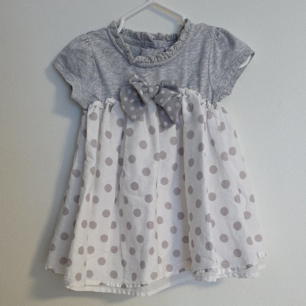 Charming Gray and White Polka Dot Kids Dress